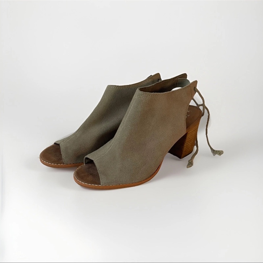 TOMS Elba Suede Peep-Toe Booties – Desert Taupe – Women’s Size 9 - Festival Boho